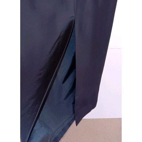 Adrianna Pappell Ocassions Sz 12P Navy Blue Silk Evening Maxi Dress w/Sequin - Picture 5 of 11